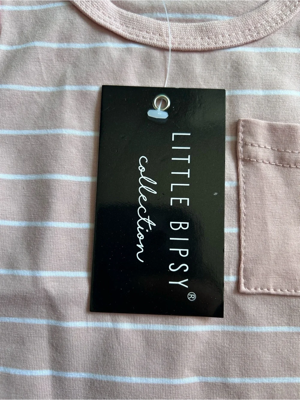 Little Bipsy Light Pink & White Striped Tank Top with Pocket